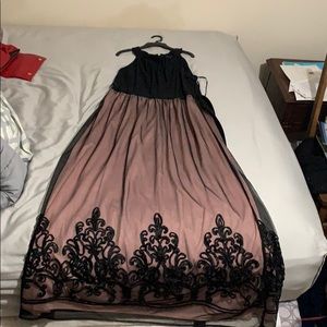 Pink and black long formal dress